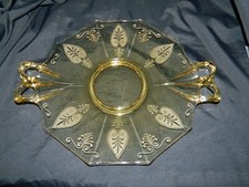 * Fostoria Trojan Topaz Cake Plate Bow Handles Serving Tray 12.75'' picture