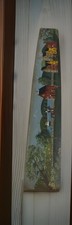 Folk Art Painted Wood Piece of Fence wood 29” long 5” wide picture
