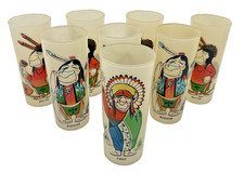 Vintage Bill Flores Native American Character Highball Glasses – Set of 8 picture