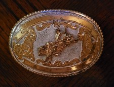 Vintage Crumrine Bull Riding Belt Buckle - Mens picture