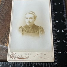 Antique Cabinet Card Photo Victorian Woman Portrait San Francisco Sepia picture