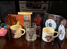 Vintage Chicago Bulls 1992 & 1993 and 96 Mugs and Ultimate Jordan DVD picture