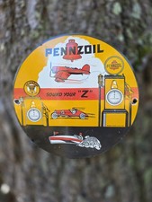 VINTAGE PENNZOIL GASOLINE PORCELAIN SIGN SOUND YOUR 