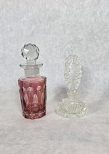 Lot Of 2 Vintage Czechoslovakia Art Deco Perfume Bottle Glass Stopper SEE PHOTOS picture