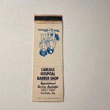 Carlisle Hospital Barber Shop EG Yeingst PA Vintage Matchbook Cover 5MB126-3-1 picture