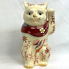 Rare Takahashi San Francisco Maneki Neko Lucky Cat 7” Hand Painted Japan picture