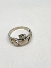3g SIZE 7.5 VINTAGE CLADDAGH STERLING SILVER CROWN HEART CELTIC RING STAMPED 925 picture
