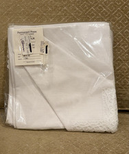 VTG John Matouk White Dinner Napkins Style 592 20x20 Set 12 Applique Lace Edge picture