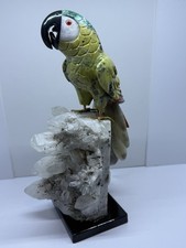 Beautiful Handmade Gemstone Rock Macaw Parrot Bird Sculpture 10.75” Inches picture
