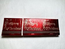 Vintage 6 NOS Unstruck Matchbooks Red Foil Merry Christmas Holly Holidays Xmas picture
