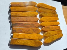 Yellow Bakelite Handles • 314g • Translucent Marbling, Swirls • 16 Pieces picture