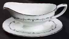 Royal Worcester Silver Chantilly Gravy Boat & Underplate 640002 picture