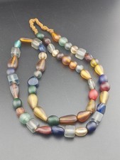 Vintage African Trade Glass Beads Strand, Beautiful Genuine 12mm Mix Glass Beads picture
