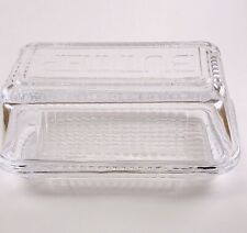 Glass Butter Dish With Lid-Clear Pressed Glass Ribbed-BUTTER Label On Top picture