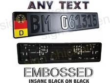 GERMAN BLACK ON BLACK, EURO STYLE TAG, BMW, European LICENSE plate CUSTOM TEXT picture