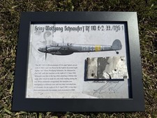 Ron Cole Art Luftwaffe Bf110 Night Fighter Ace Heinz Schnaufer Relic Display picture