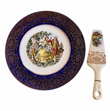 Vtg Imperial Salem China Co ( USA) 24 Karat Plate & Matching Cake/Pie Server Set picture