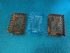 Three Vintage Crystal 3” Ash Trays 1940-50 picture
