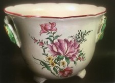 Beautiful Antique French Hand Painted Cache Pot Planter Floral Theme picture