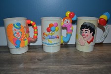 VINTAGE RINGLING BROS BARNUM & BAILEY CIRCUS PLASTIC CLOWN CUP LOT OF 3 picture