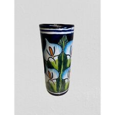 Mexican Talavera Pottery Small Vase Hand-painted with Lilies Ceramic 7