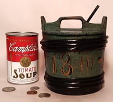 1840 SCANDIA BOX vtg wood staved cedar bucket lock rosemaling norwegian swedish picture