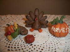 RARE Suzi Skoglund Blossom Bucket Thanksgiving Lot of 4 Sculptures picture
