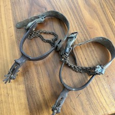 Antique Pre-1926 August Baurmann Cowboy Spurs - Steel Stamped Western Tack Patin picture