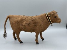 Antique MOOING German STICK LEG COW Figure PARTIAL PULL TOY Christmas Putz 12