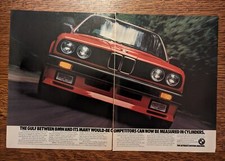 Red 1986 BMW 325 Sedan Two Page Grill Close Up Vintage Auto Car Print Ad picture