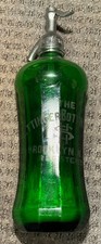 Vintage Emerald Green Glass 12-Sided Seltzer Bottle -Ettinger Bottle Works Bklyn picture