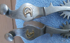 Vintage Horse Shoe Horse Head Etched Band Nickel Silver Ricardo Horse Spurs picture