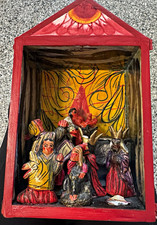 Vintage Peruvian Ayacucho Retablo Folk Art Hand Painted Religious Scene picture