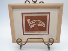 Native American Indian Badger the Healer Sand Painting Art Wood Signed 8 x 7