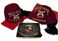 Masonic Shriner Fez Hats &  Tray, Ambassador  Public Relations Medinah picture