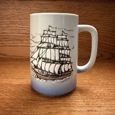 Otagiri Sailing Ship And Lighthouse Stoneware Coffee Mug Vintage picture