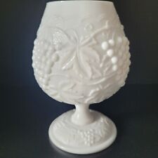 Imperial Glass Ohio Milk Glass Ivy Bowl/Brandy Snifter w/ Grape Vine Design VTG picture