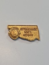 Lions Club International Lapel Pin 100% Attendance Oklahoma 1970-1971 picture