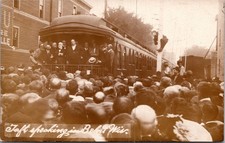 Vintage 1908 William Howard Taft Campaign Speech Beloit WI RPPC Train Crowd picture