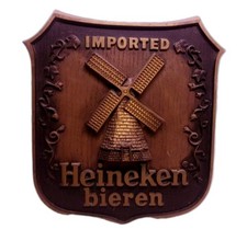 Heineken Bieren Beer Imported Sign Faux Wood Plastic Vintage 1980 Bar Mancave picture