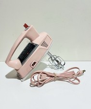 Vintage Retro General Electric Hand Mixer 3 Speed PINK 2 Beater Tested WORKS MCM picture