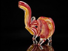 Red Yellow Striped Elephant Glass Tobacco Hand Pipe Cute Novelty Design picture