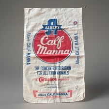 Vintage Linen  Albers Calf Manna 100 # Feed Bag Carnation Clean Bright Graphics picture