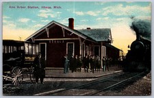 K52/ Ithaca Michigan Postcard c1910 Ann Arbor Railroad Depot Station 511 picture