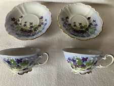 Vintage Imperial Footed Cup and Saucer Purple Violet Flowers Gold Gilt Germany picture