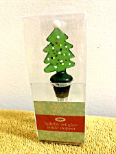 CHRISTMAS TREE HOLIDAY ART GLASS BOTTLE STOPPER BOSTON WAREHOUSE BW ~ NEW IN BOX picture