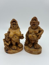Vintage Resin Neanderthal Tiki Family Figures (2) 6” bar man cave decor picture