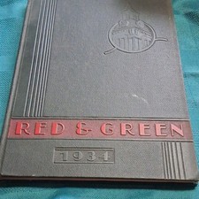 1934 School Yearbook Hardcover Red & Green Elementary & High Schools Signed picture
