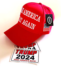 2 President Donald Trump Hat..2024..Make America Great Again.MAGA.Red + 2 Decals picture