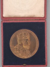 1902 Coronation of King Edward VII, Queen Alexandra Bronze Medal/Case 62mm  picture